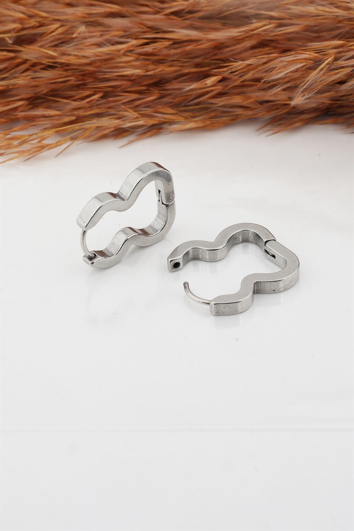 Kadın Çelik Basic Geometrik 2 cm Klipsli Küpe