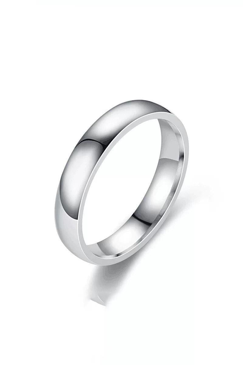 Unisex 4mm Kalınlığında 1 Adet 316 L Çelik Kararmaz Alyans Söz Yüzüğü