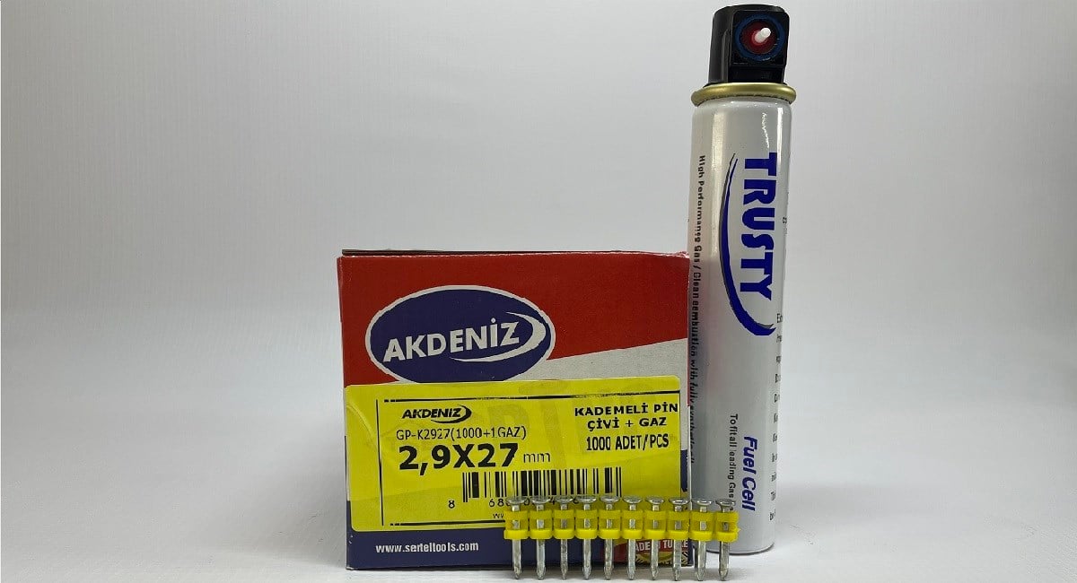 AkdenizAkdeniz Çivi Gaz 27mm Betona ÇakımGP-K2927 (1000 +1 Gaz)