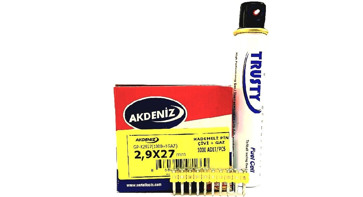 AkdenizAkdeniz Çivi Gaz 27mm Betona ÇakımGP-K2927 (1000 +1 Gaz)