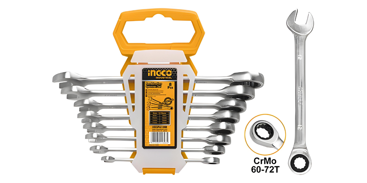 Ingco HKSPAR1082 Endüstriyel 8'li KombineCırcır Anahtar Seti 8-19mm