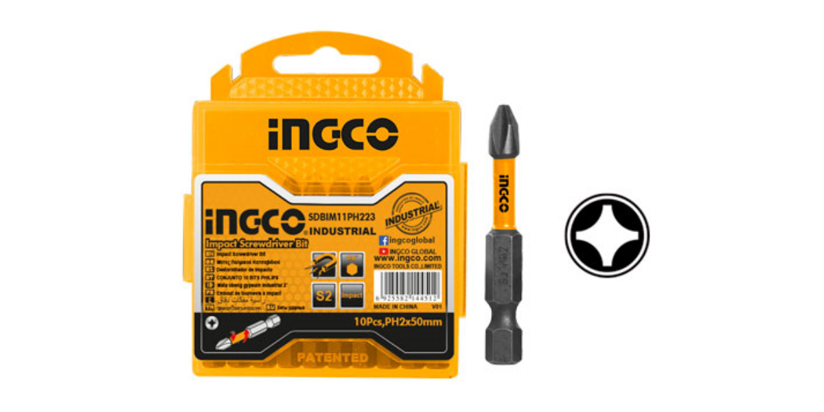 Ingco SDBIM11PH223 Endüstriyel 10'lu Darbeli Yıldız Tornavida Ucu Seti 50mm