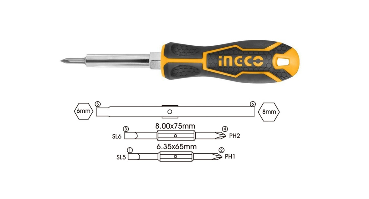 INGCOIngco AKISD0608 6'sı 1 Arada Tornavida SetiING-AKISD0608