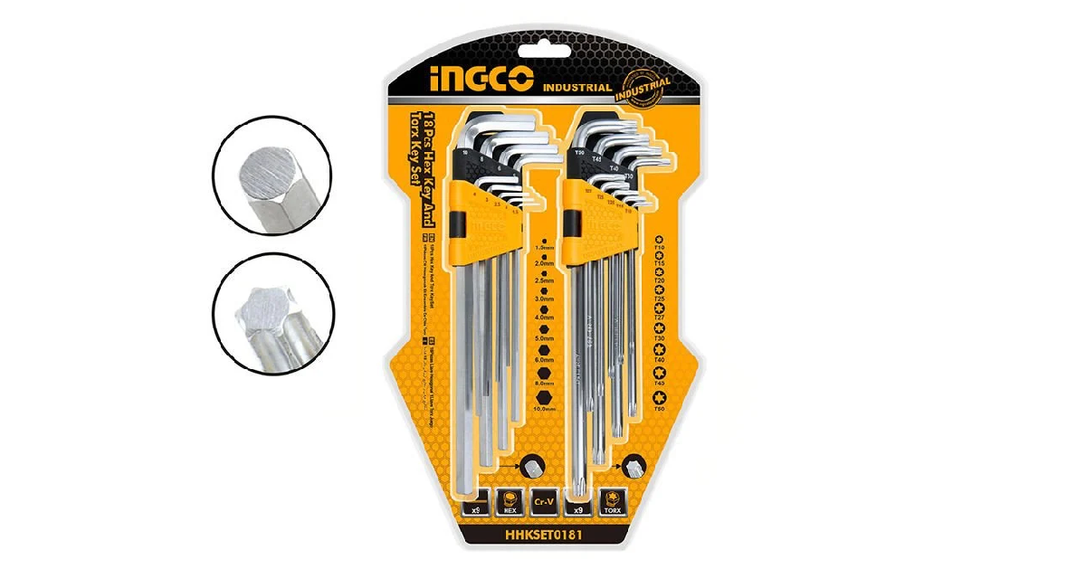INGCOIngco HHKSET0181 Endüstriyel 18'li Uzun Alyan ve Torx Anahtar SetiING-HHKSET0181
