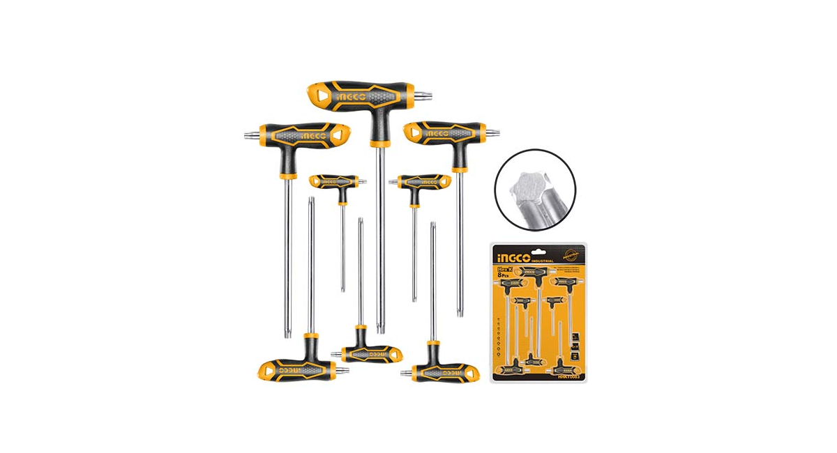 INGCOIngco HHKT8083 Endüstriyel 8'li T Kollu Torx Anahtar SetiING-HHKT8083