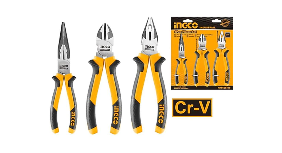 INGCOIngco HKPS28318 Endüstriyel 3'lü Set Pense, Yan Keski, Kargaburun PenseING-HKPS28318