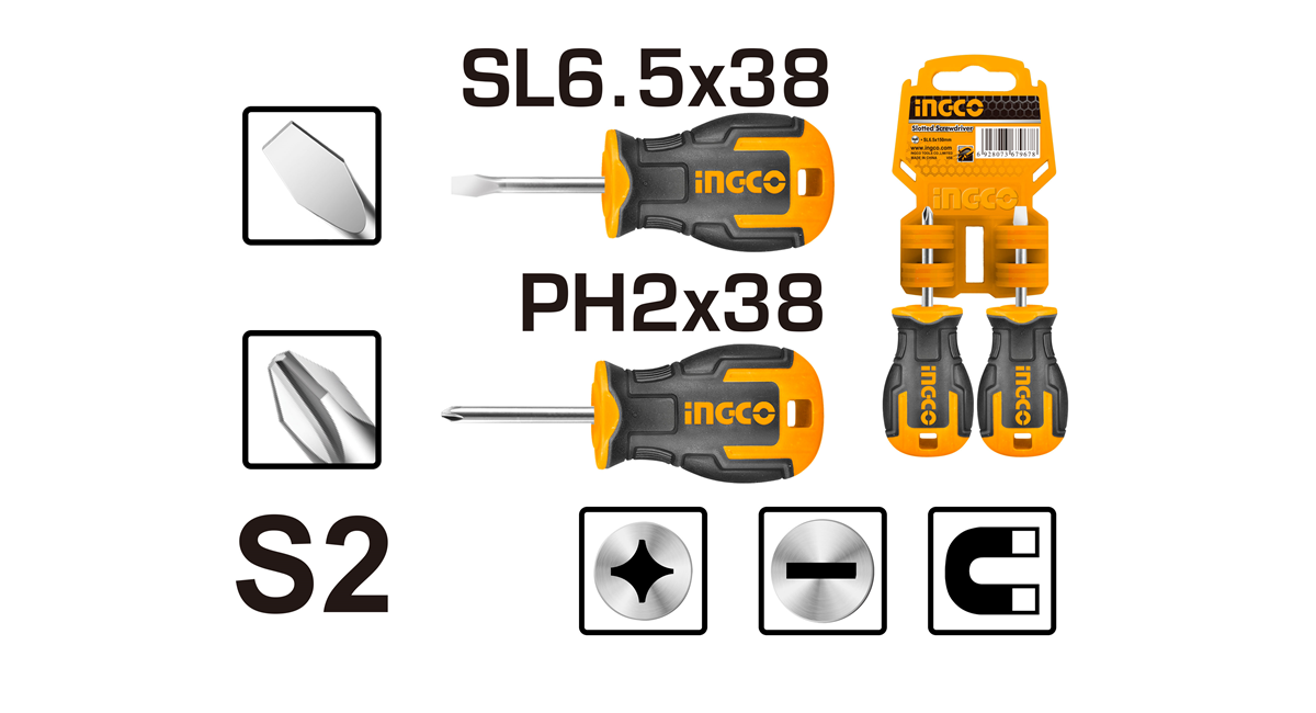 INGCOIngco HKSDS2028 2'li Topaç Tornavida SetiING-HKSDS2028