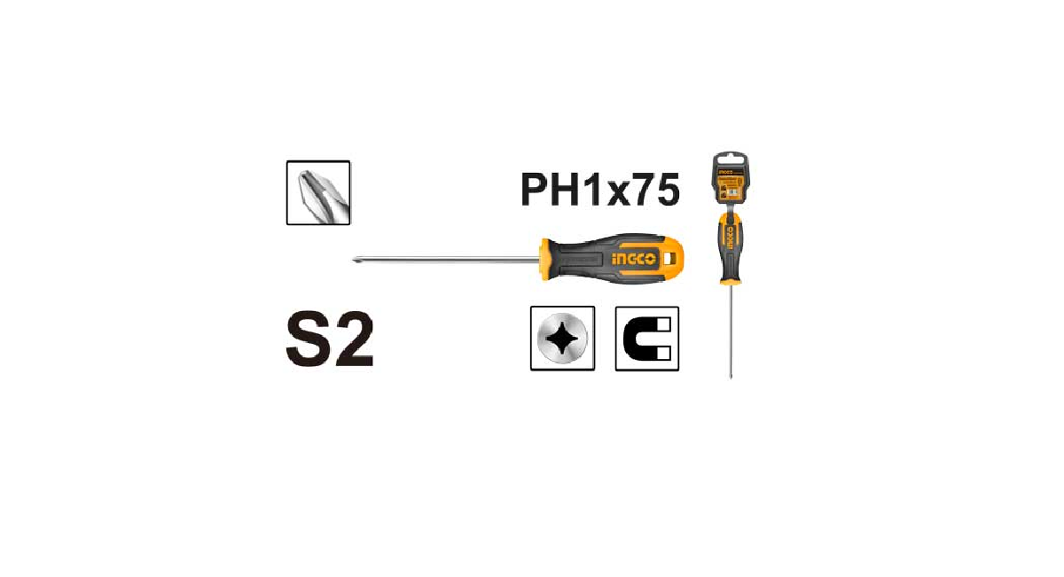 INGCOIngco HS68PH1075 Mıknatıslı Yıldız TornavidaING-HS68PH1075