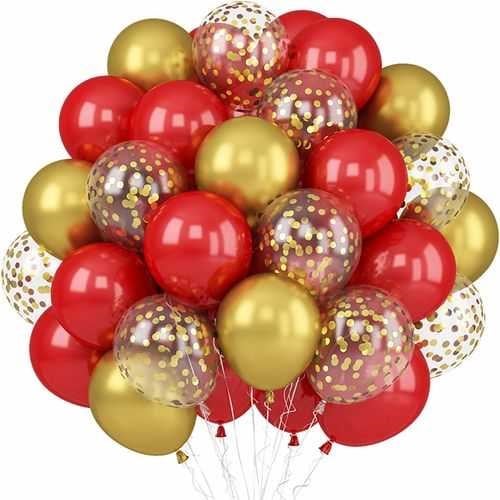  Kırmızı Gold Renkli Uçan Balon 20 Adet