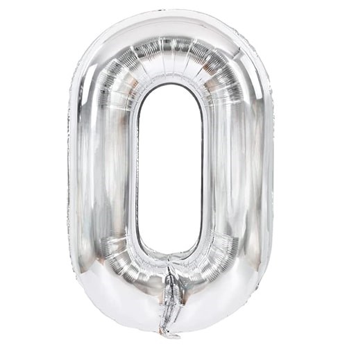 0 Rakam Folyo Gümüş Balon Küçük 35 cm
