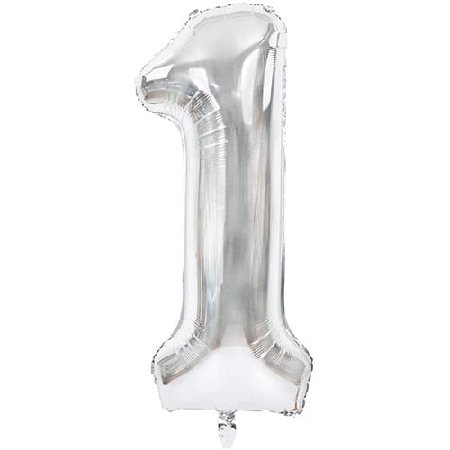 1 Rakam Folyo Balon Gümüş 100 cm