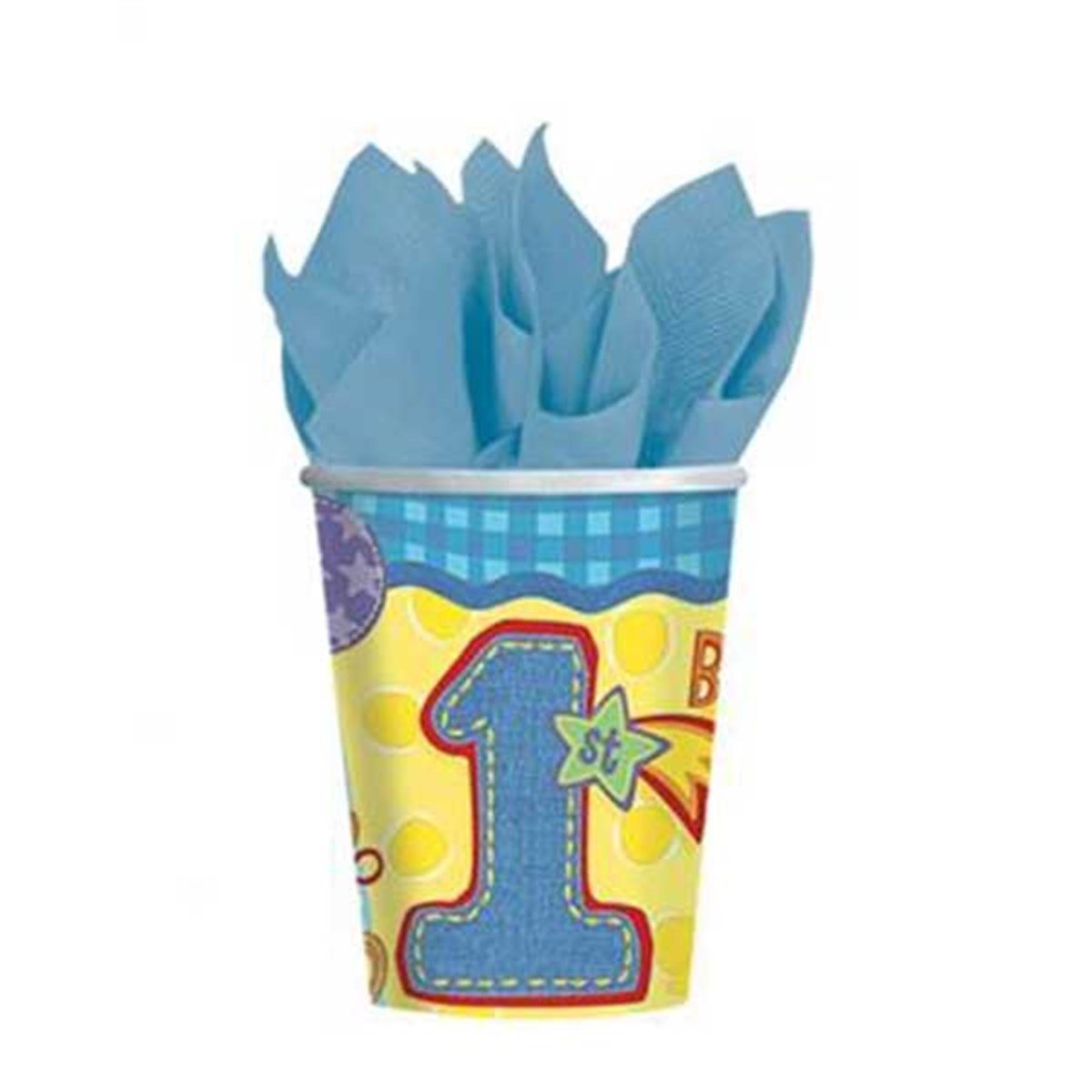 1 Yaş Mavi Ayıcıklı Karton Bardak 8 Adet
