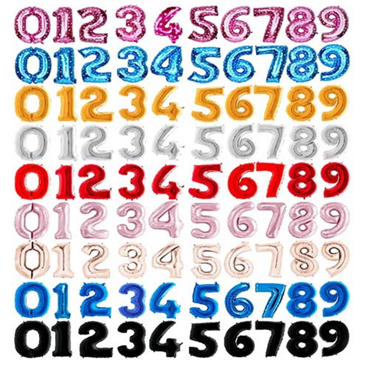 100 Cm Rakam Folyo Balon Renk Seçenekleri