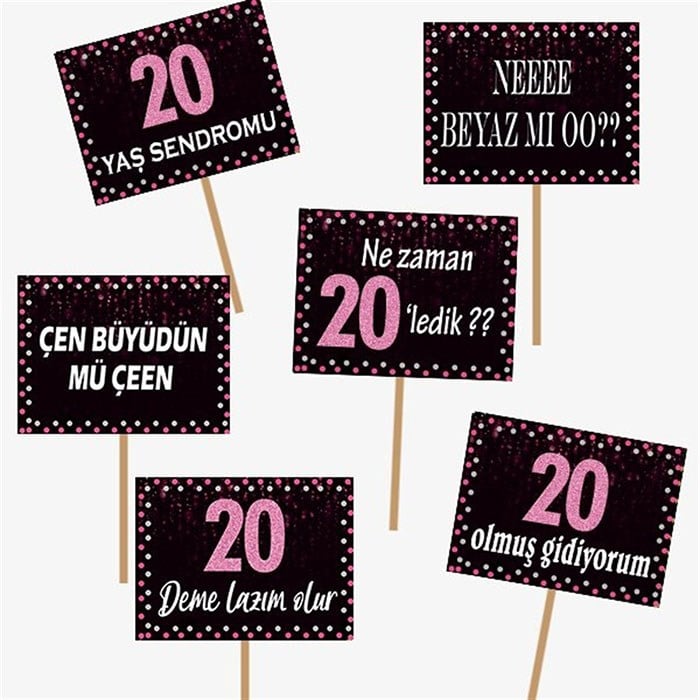 20 Yaş Fuşya Konuşma Balonu 6 Adet