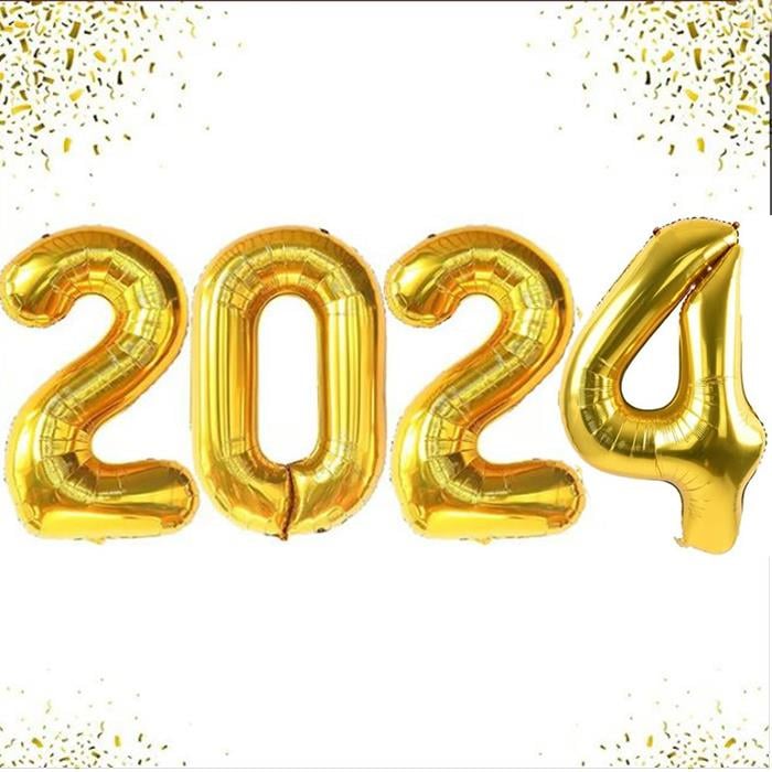 Yılbaşı Balonları2024 Rakam Folyo Balon Gold 35 Cm