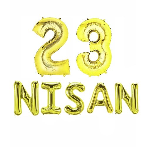 23 Nisan Gold Folyo Balon 76 Cm