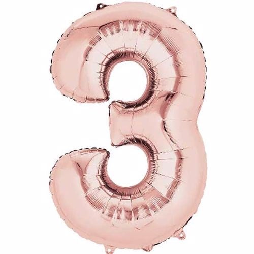 3 Rakam Rose Folyo Balon 76 cm