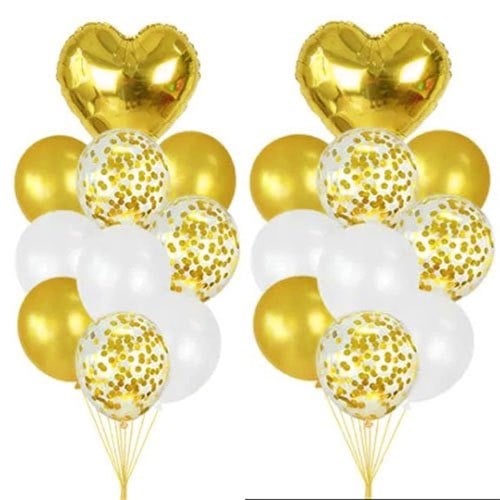 30 Adet Gold Kalp Uçan Balon Demeti