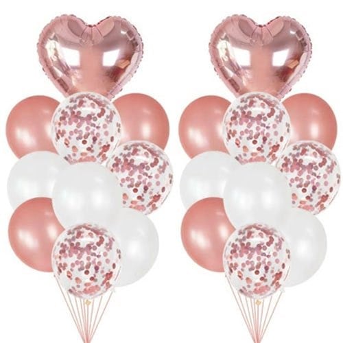 30 Adet Rose Kalp Uçan Balon Demeti