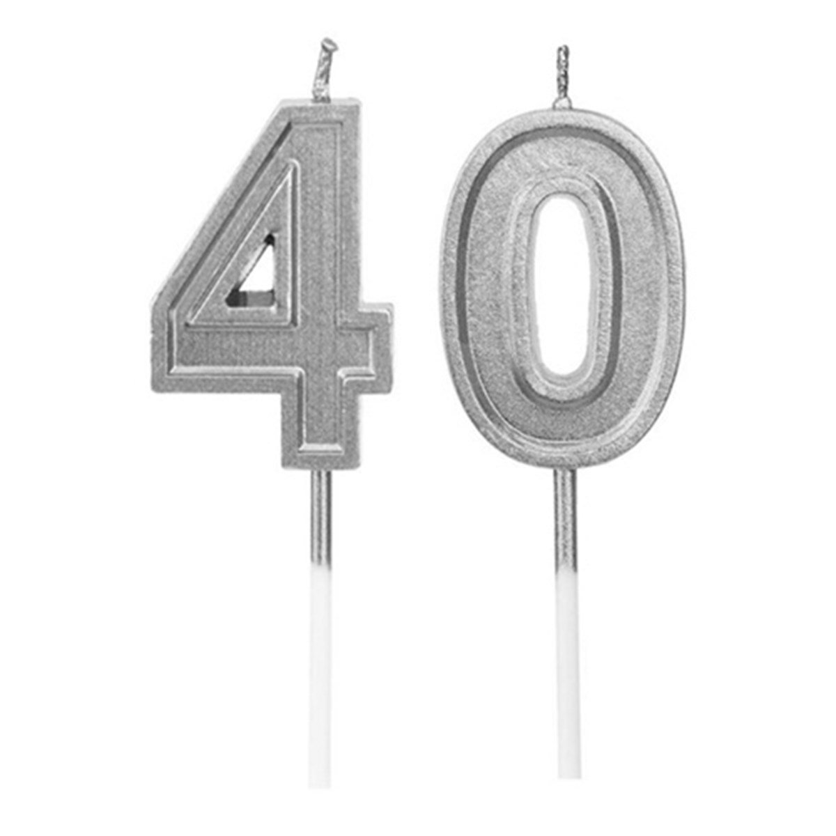 40 Yaş Gümüş Rakam Mum