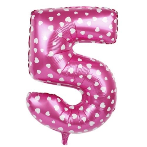 5 Rakam Pembe Kalpli Folyo Balon 40 İnç