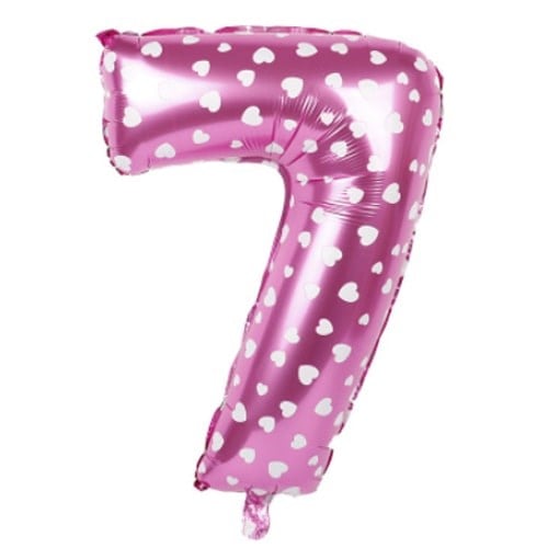 7 Rakam Pembe Kalpli Folyo Balon 40 inç