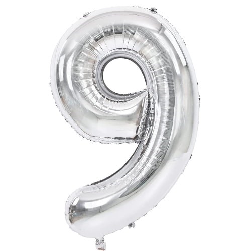 9 Rakam Folyo Gümüş Balon Küçük 35 cm