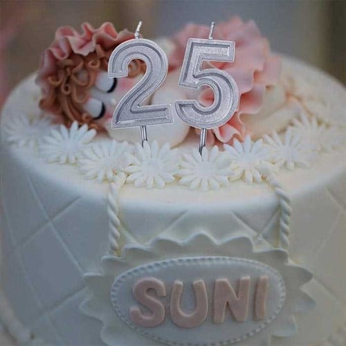 9 Rakam Gümüş Renk Mum