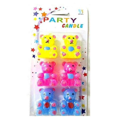 Ayıcıklı Renkli Mum 6 Adet