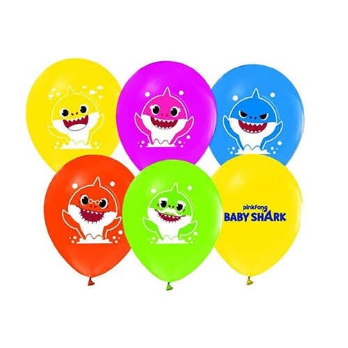 Baby Shark Baskılı Lateks Balon 12 Adet