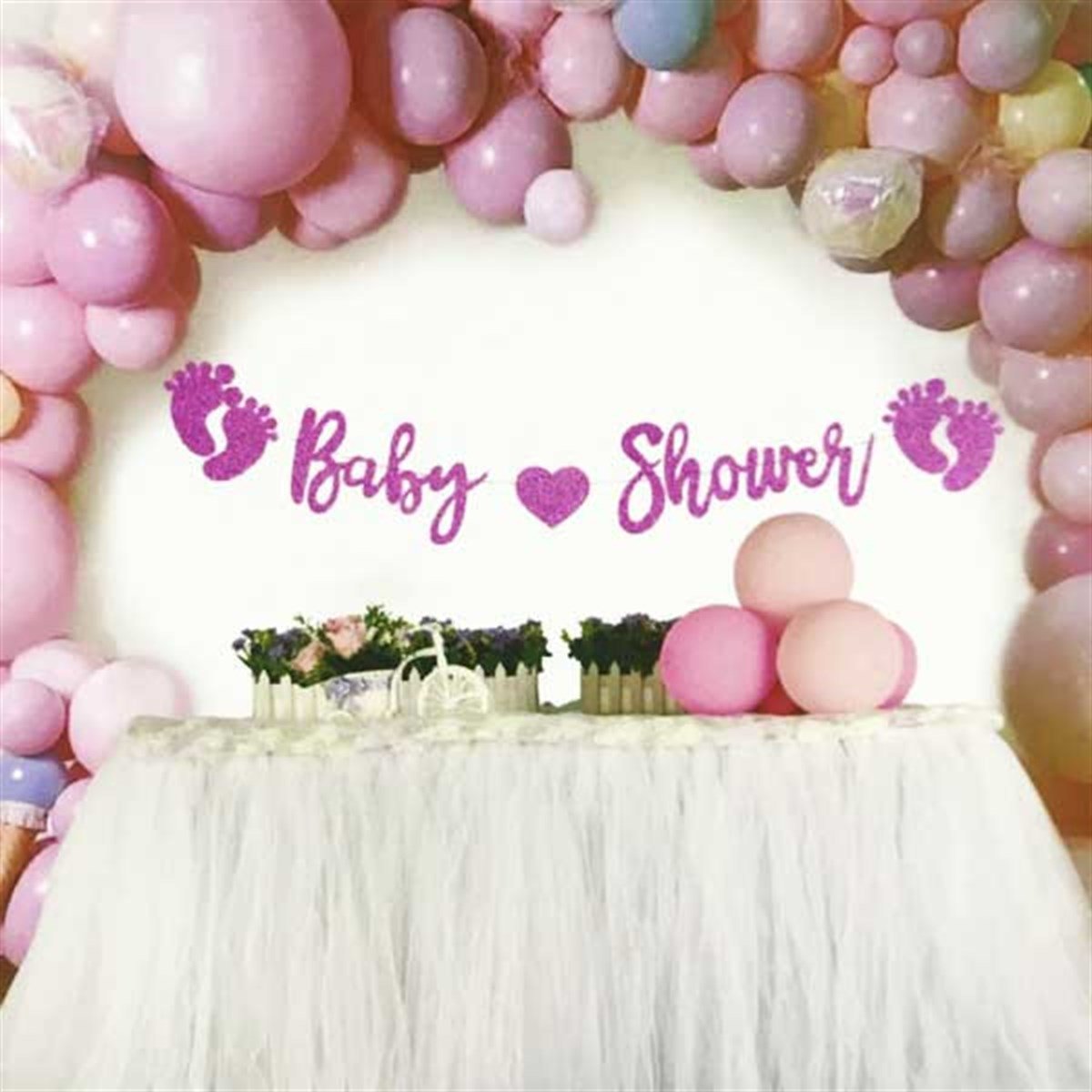 Baby Shower Banner Pembe
