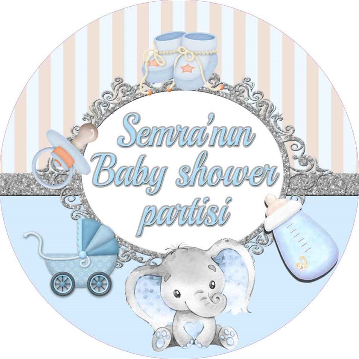 Baby Shower Erkek Kişiye Özel Sticker 24 Adet