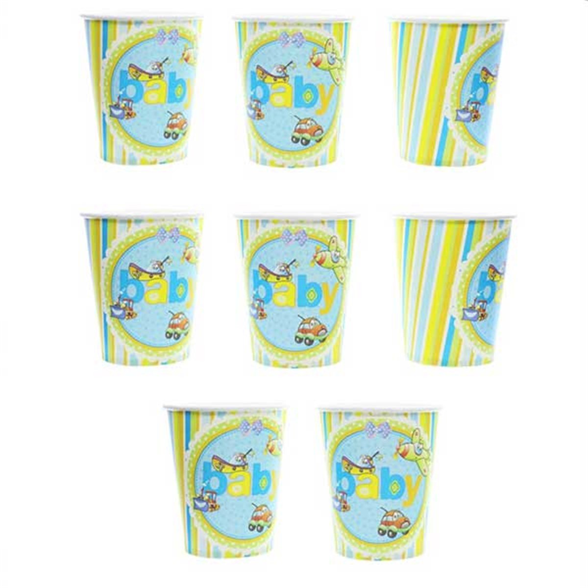 Baby Shower Karton Bardak Mavi 8 Adet