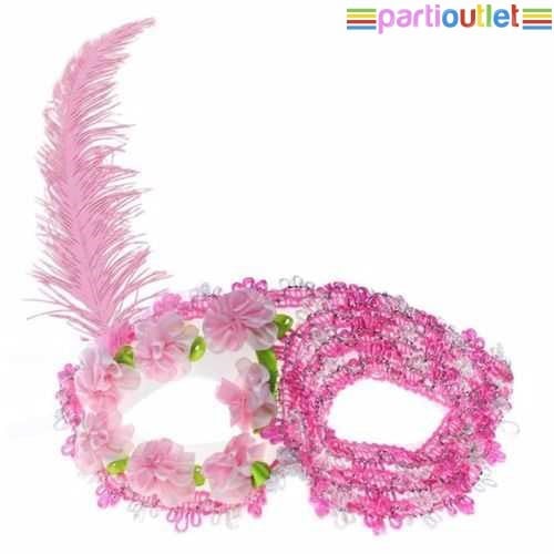 Balo-Parti Maskesi Pembe Beyaz Güllü