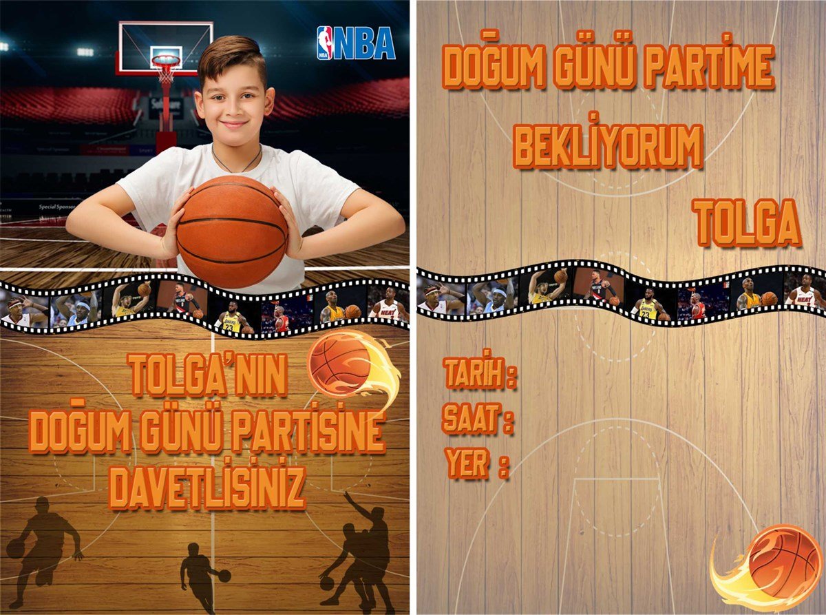 Basketbol Kişiye Özel Davetiye 10 Adet