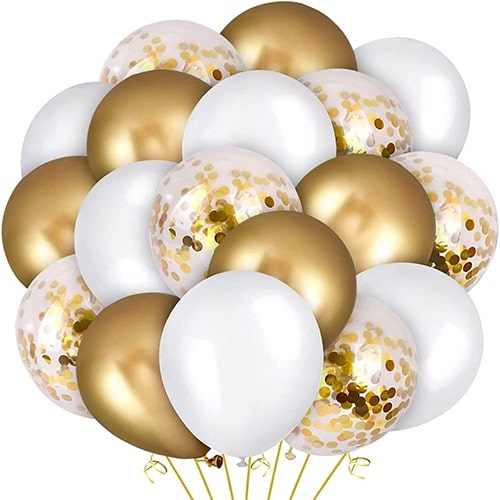 Beyaz Gold Konfetili Balon