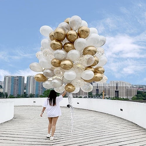 Beyaz Gold Konfetili Balon