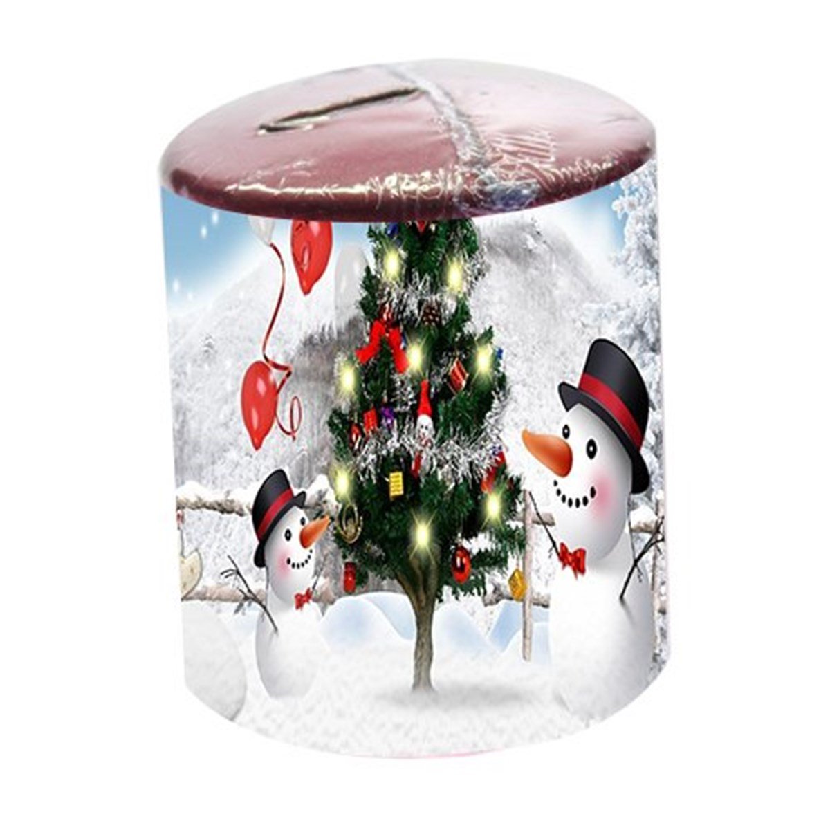 Bordo Kardan Adam Baskılı Silindir Mum 6x7 Cm