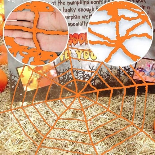 Cadılar Bayramı Turuncu Örümcek Ağ 210 Cm