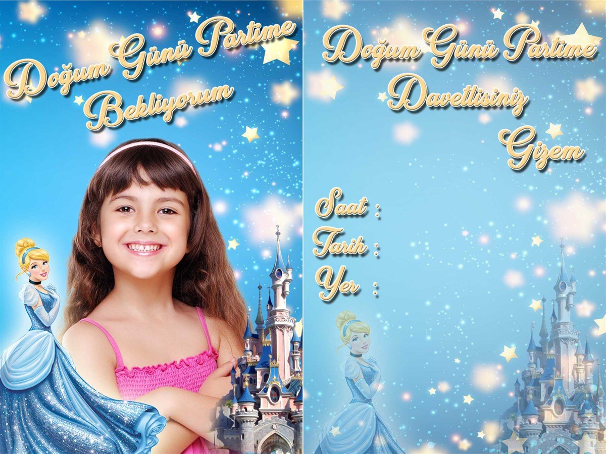 Cinderella Kişiye Özel Davetiye 10 Adet