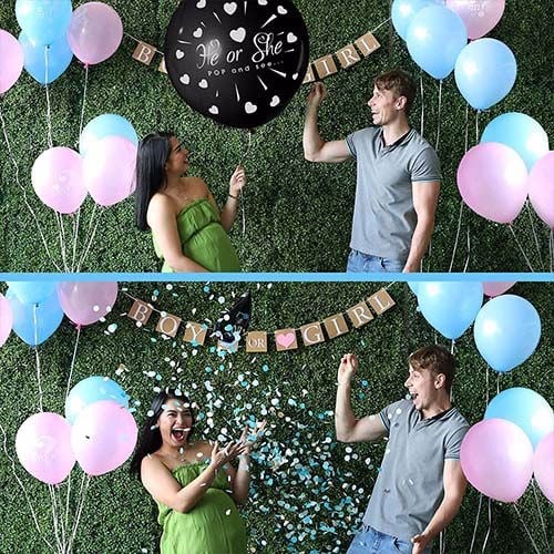 Erkek Bebek Cinsiyet Belirleme Balonu 2 Adet Mavi Konfetili