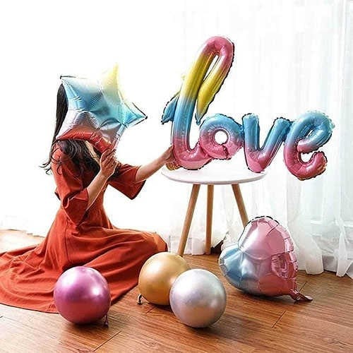 Gökkuşağı Kalp Folyo Balon 45 Cm