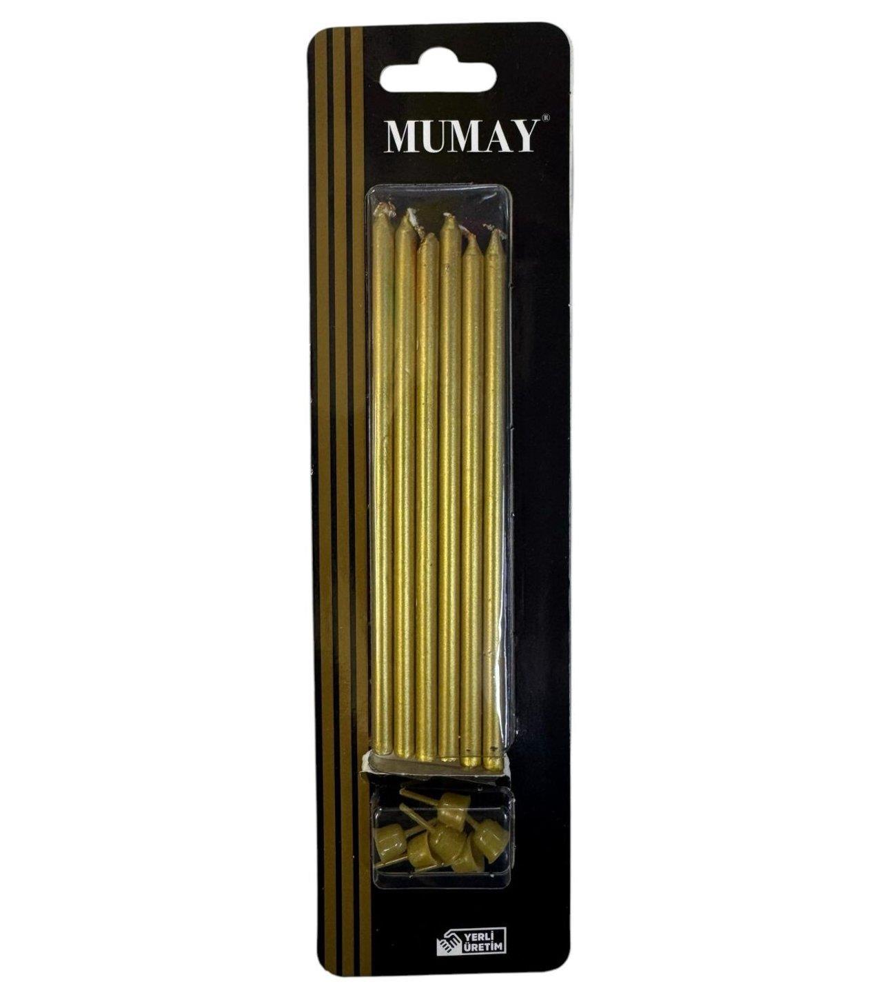 Doğum Günü MumlarıGold 15cm 6'lı mum