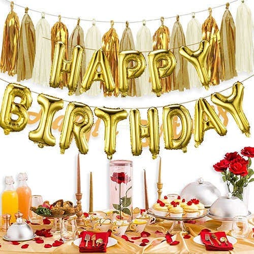 Gold Happy Birthday Folyo Balon Seti