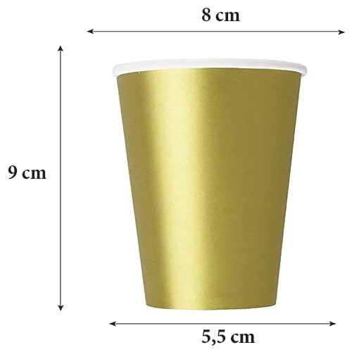 Gold Karton Bardak 8 Adet Ölçüleri