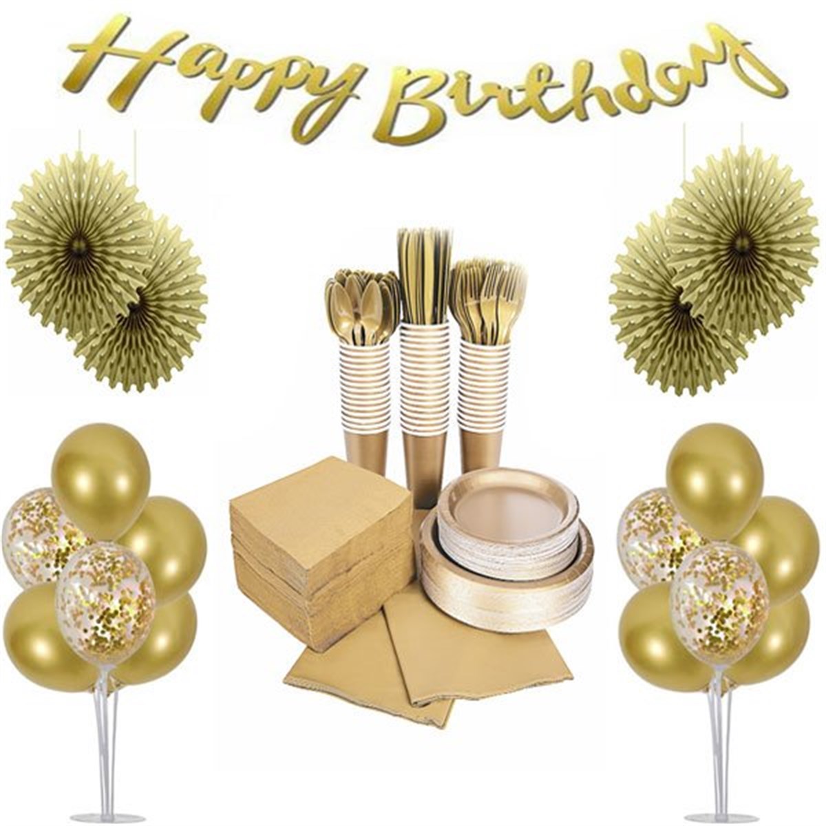 Gold Karton Parti Seti 16 Kişilik