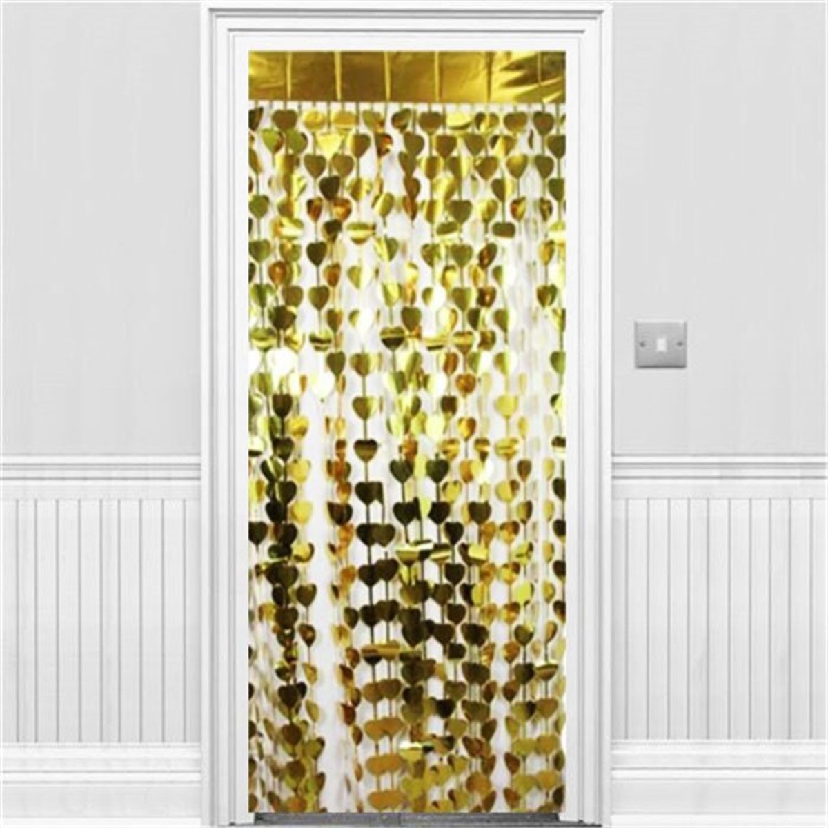 Gold Renkli Kalpli Saçaklı Kapı Süsü