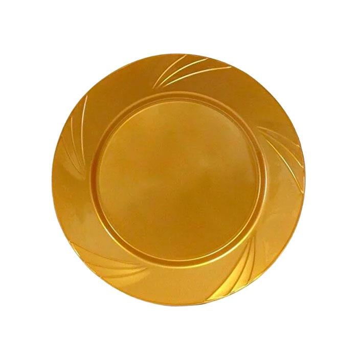 Lüks Plastik TabakGold Yuvarlak Mika Tabak 22 cm 6 Adet