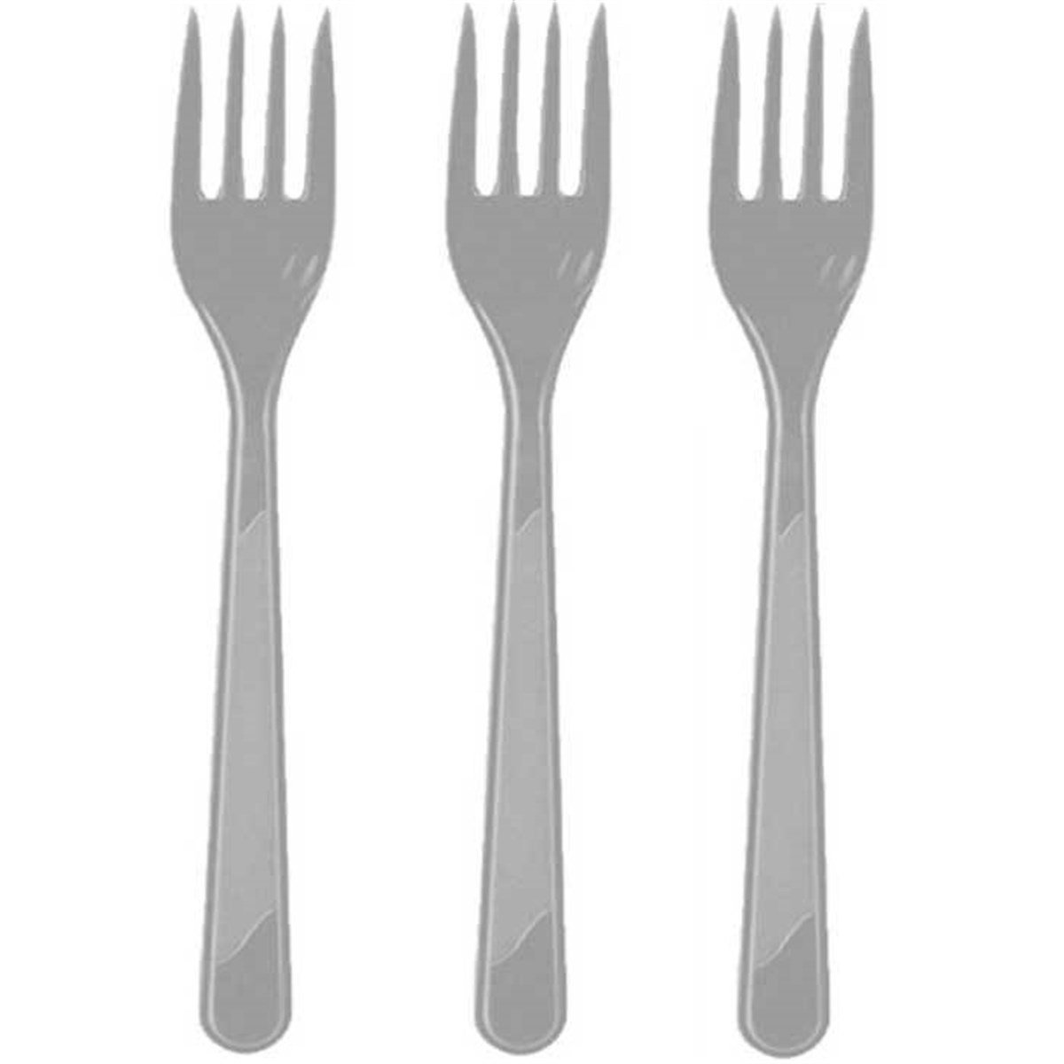 Gri Renk Plastik Çatal 25 Adet