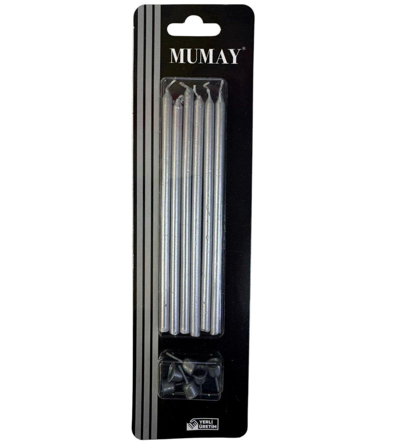 Doğum Günü MumlarıGümüş 15cm 6'lı mum